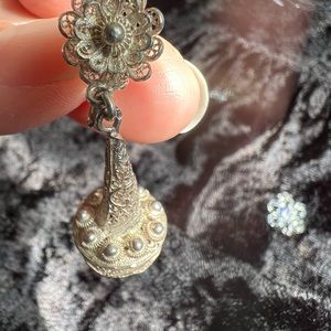 VINTAGE MEXICAN SILVER ORNATE CHANDELIER EARRINGS